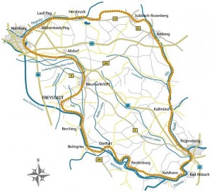 Karte des Fünf-Flüsse-Radweges