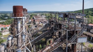 Luftaufnahme des ehemaligen Stahlwerks und heutigen Industriedenkmals Maxhütte in Sulzbach-Rosenberg in der Oberpfalz