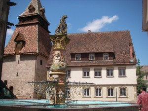 Schwäbisch Gmünd Glockenturm und Löwenbrunnen