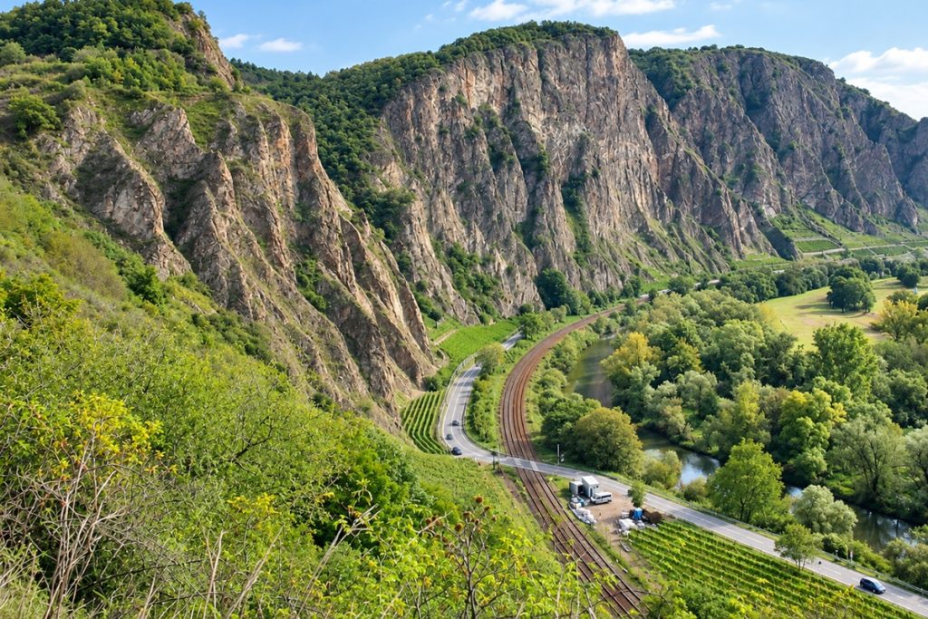 der Rotenfels ist mit 202 Metern Wandhöhe und 1200 Metern Länge die größte Steilwand zwischen den Alpen und Skandinavien