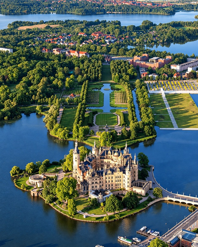 Blick auf die grandiose Schweriner Schlossanlage