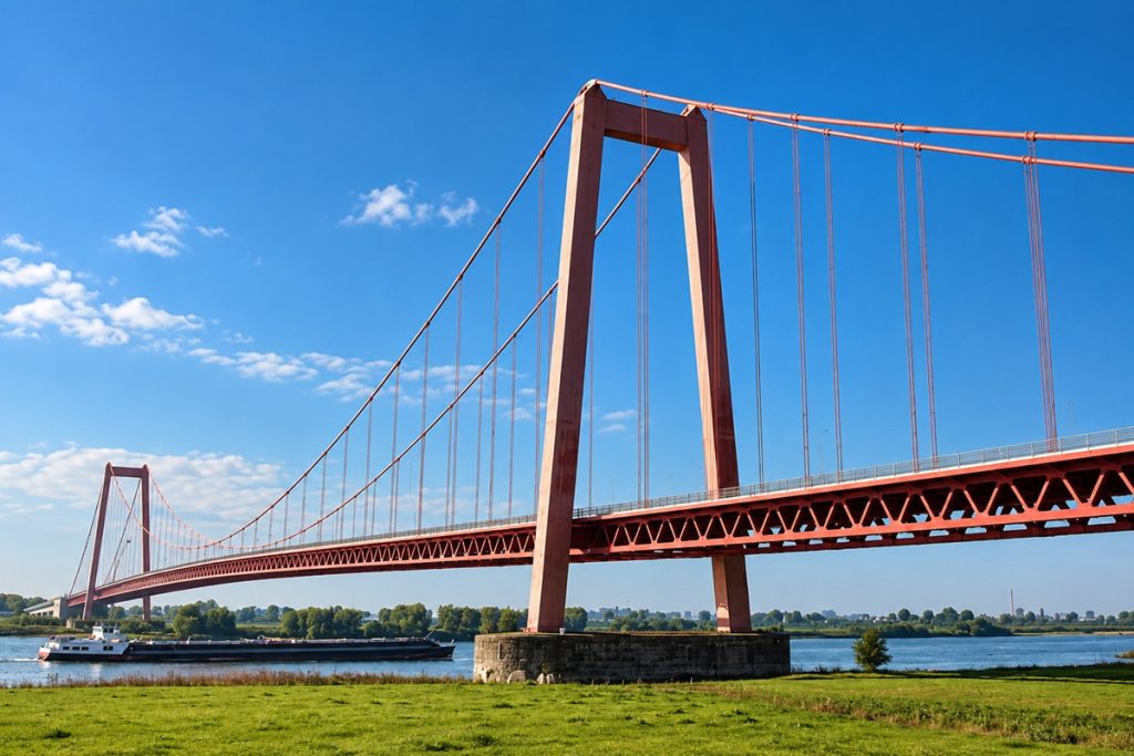 Emmerich Rheinbrücke, längste Hängebrücke Deutschlands mit 1228 m