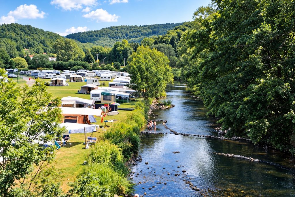 Blick in das Tal der Sauer in Luxemburg